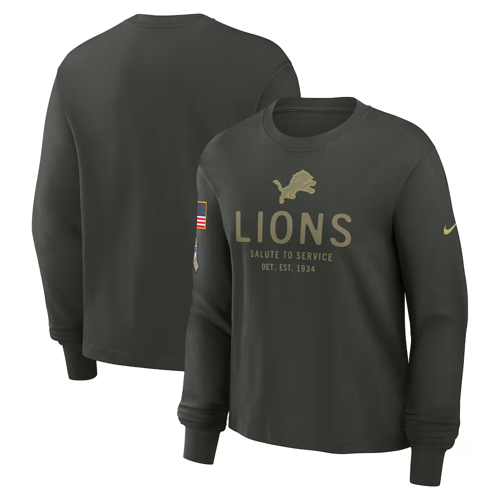 Men's Detroit Lions Dark Green 2025 Salute to Service Sideline Dri-FIT Long Sleeve T-Shirt